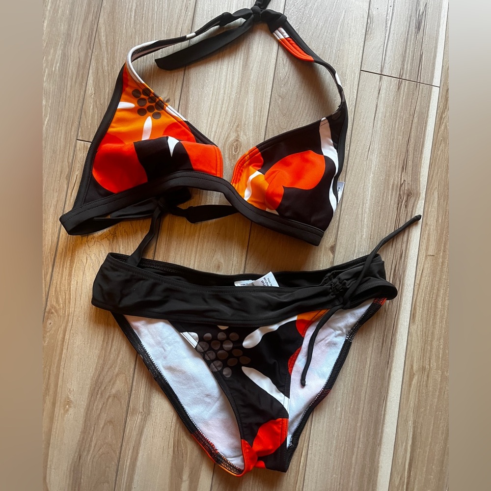 Tribord - Stylish Black and Orange Bikini Set Nwot